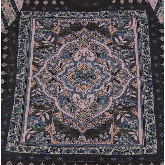 Lucky Brand Knit Top Womens Plus Size 3X Black Print Cap Sleeves‎ Boho NEW NWT - Picture 5 of 14